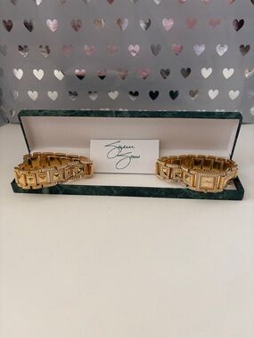 Suzanne Somers Gold Crystal-Accented Link Bracelet - Watch